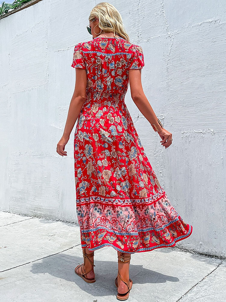 A Line Bohemian Summer Beach Dress