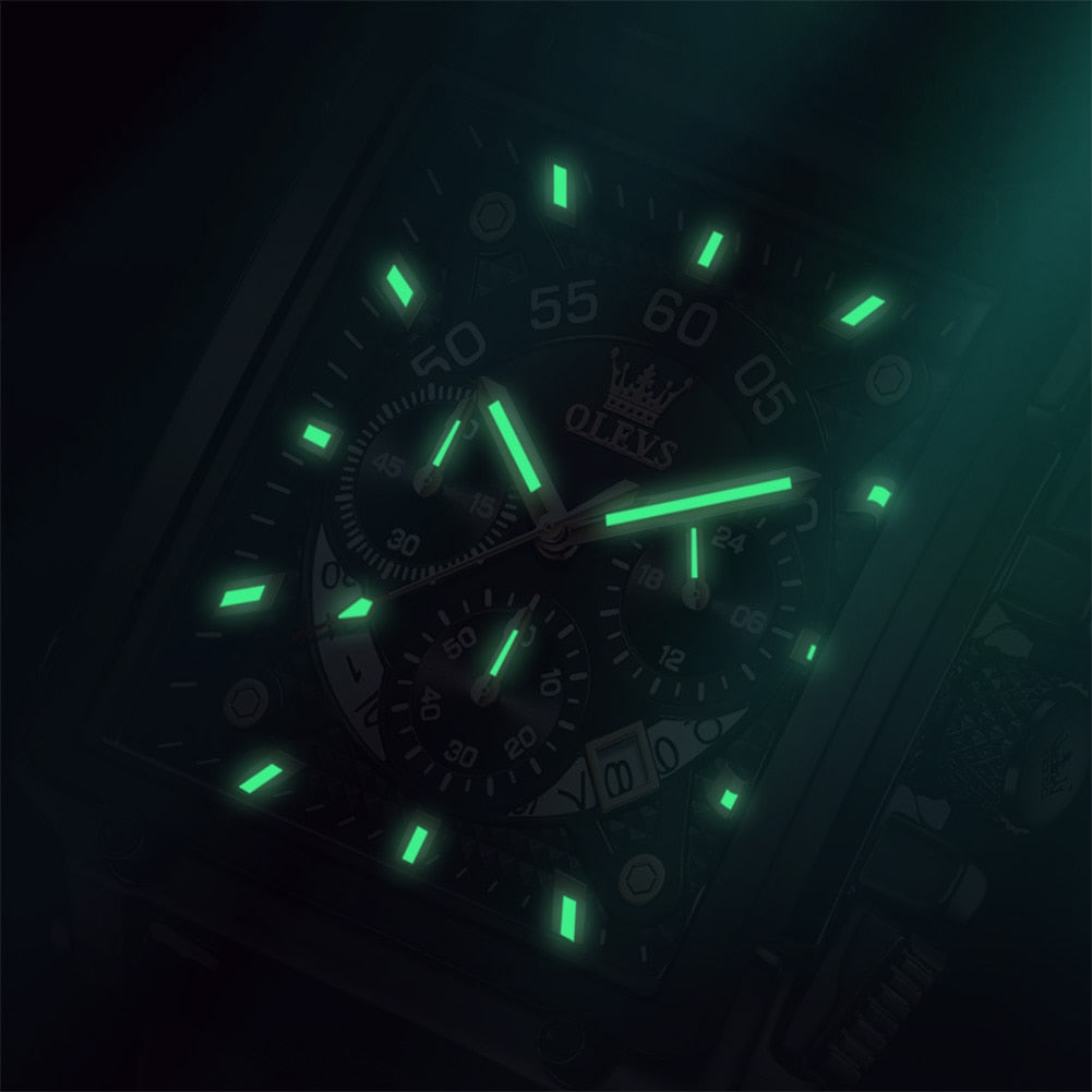 Top Brand Square Quartz Watch For Men Waterproof Leather Strap Sport Clock