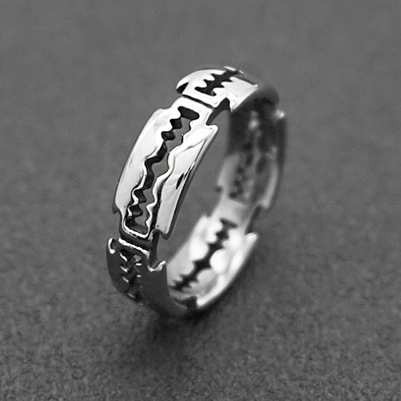Charm Stainless Steel Hip Hop Bladed Ring Fashion Punk Rock Black Silver Color Ring Lover Couple Rings for Man And Women Ring
