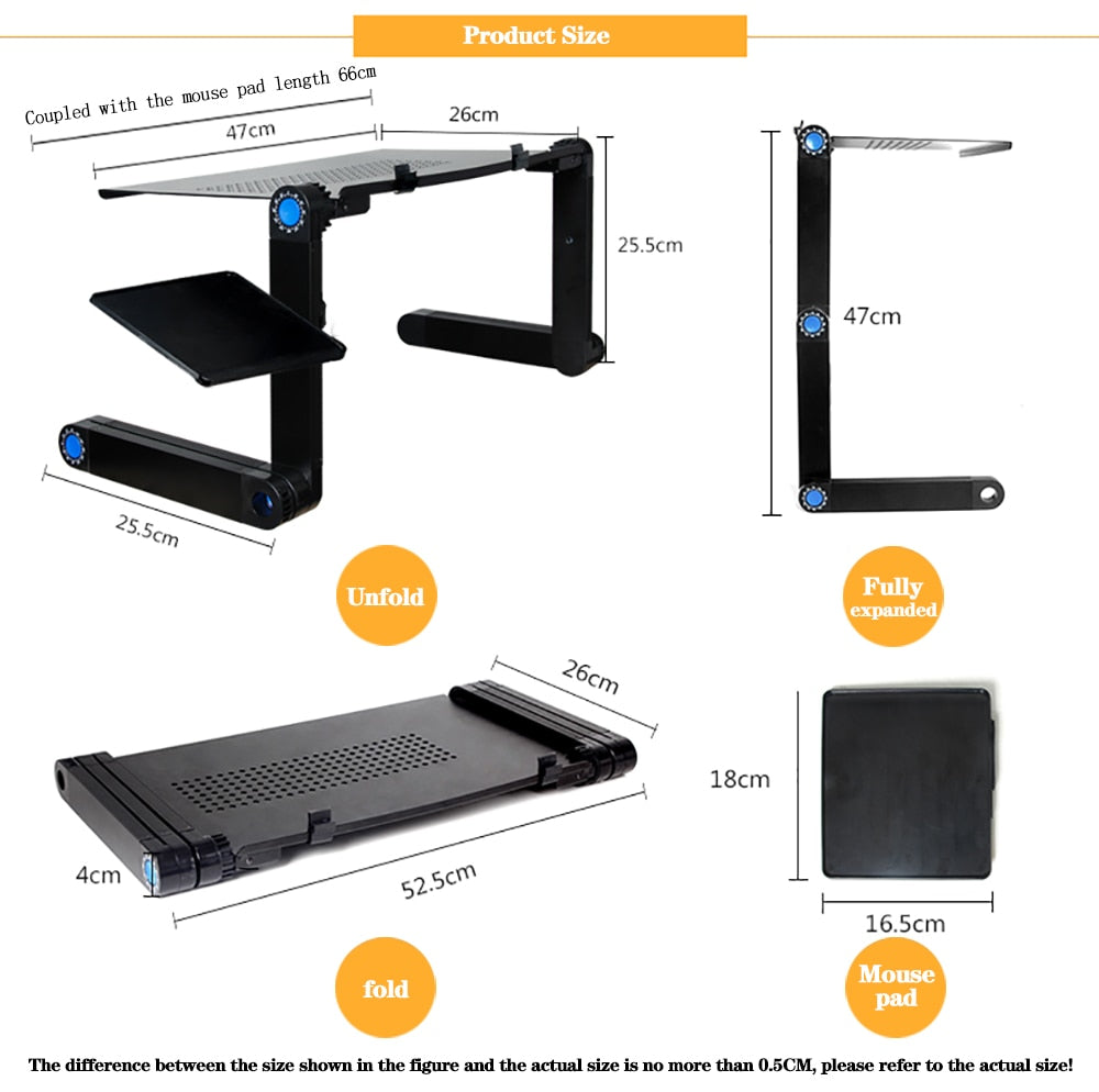 Ergonomic Notebook Table Desk Stand With Mouse Pad