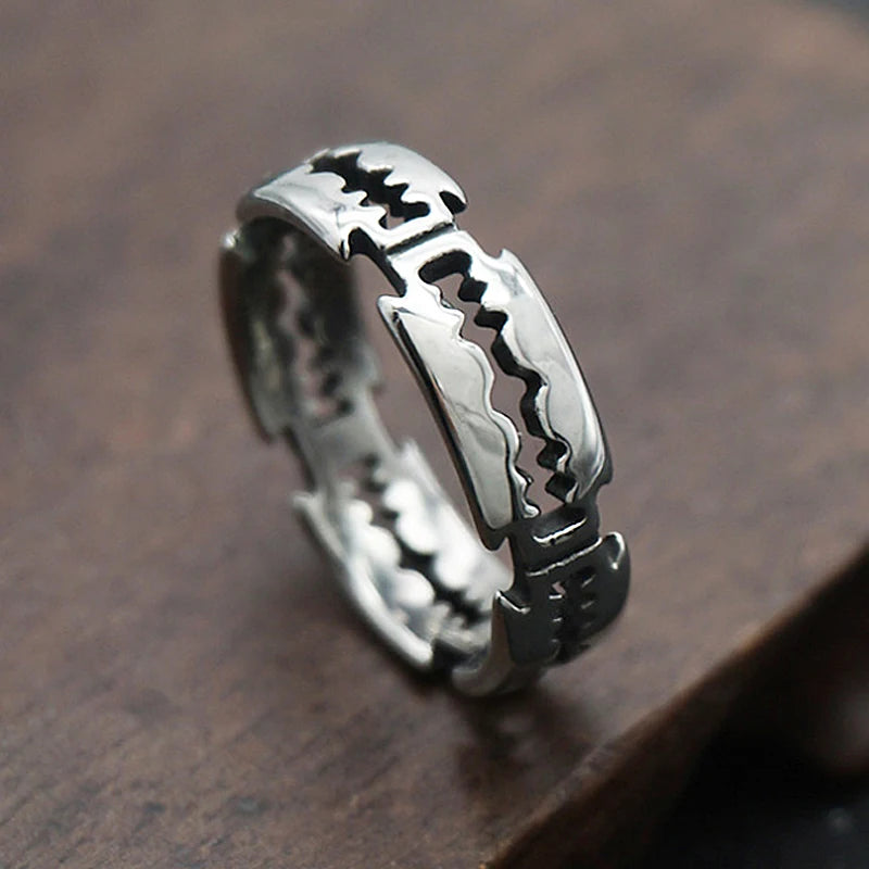 Charm Stainless Steel Hip Hop Bladed Ring Fashion Punk Rock Black Silver Color Ring Lover Couple Rings for Man And Women Ring