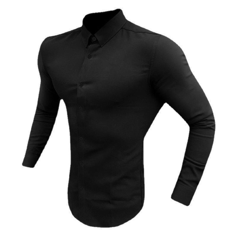 Autumn Fashion Long Sleeve Shirt Men Super Slim Fit