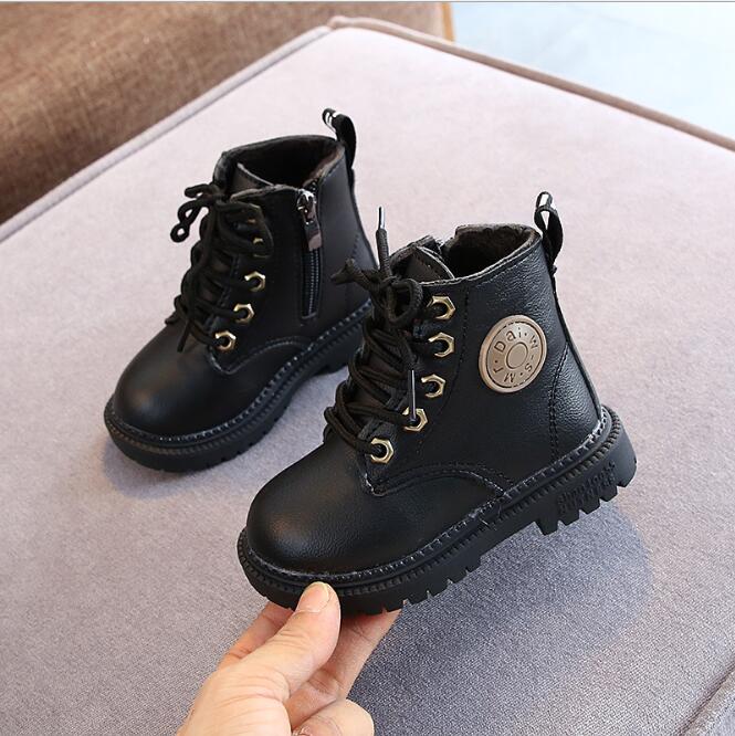 Autumn/Winter Plush Fashion Waterproof Non-slip Warm Kids Boots Shoes 21-30