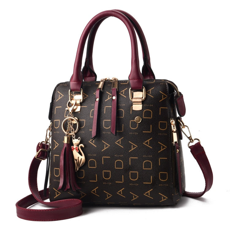 Women Casual Simple Top-handle Large Capacity PU Leather Shoulder Bags