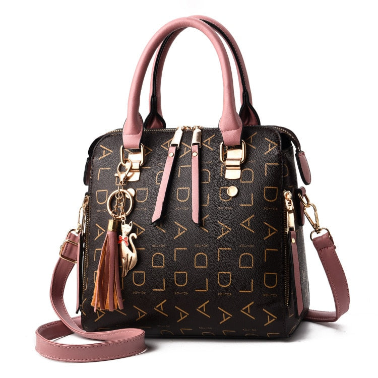 Women Casual Simple Top-handle Large Capacity PU Leather Shoulder Bags