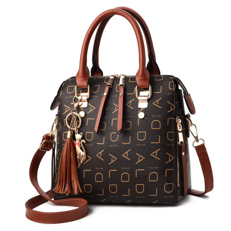 Women Casual Simple Top-handle Large Capacity PU Leather Shoulder Bags
