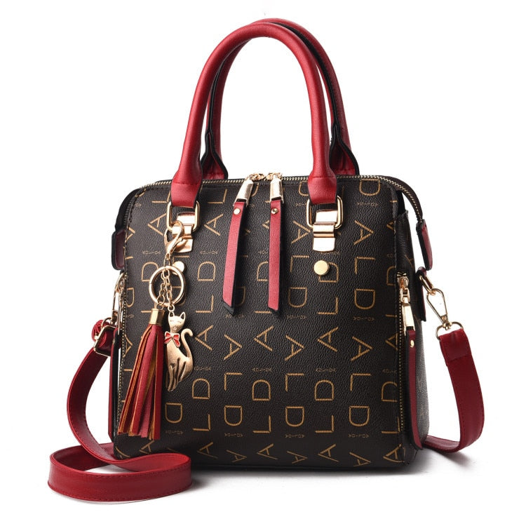 Women Casual Simple Top-handle Large Capacity PU Leather Shoulder Bags