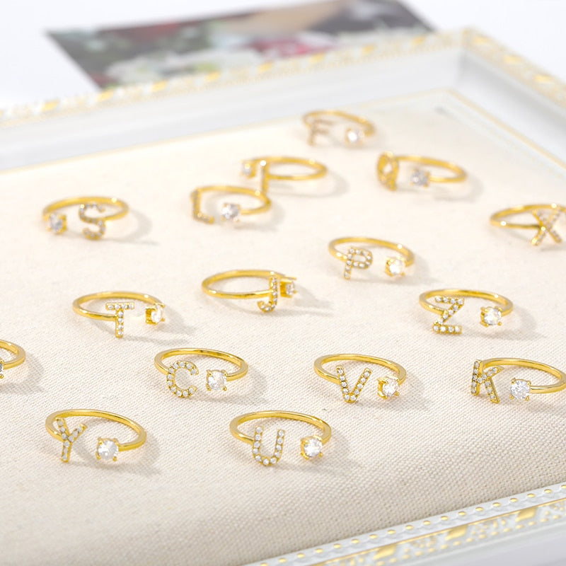 Initial A-Z Letter Rings For Women