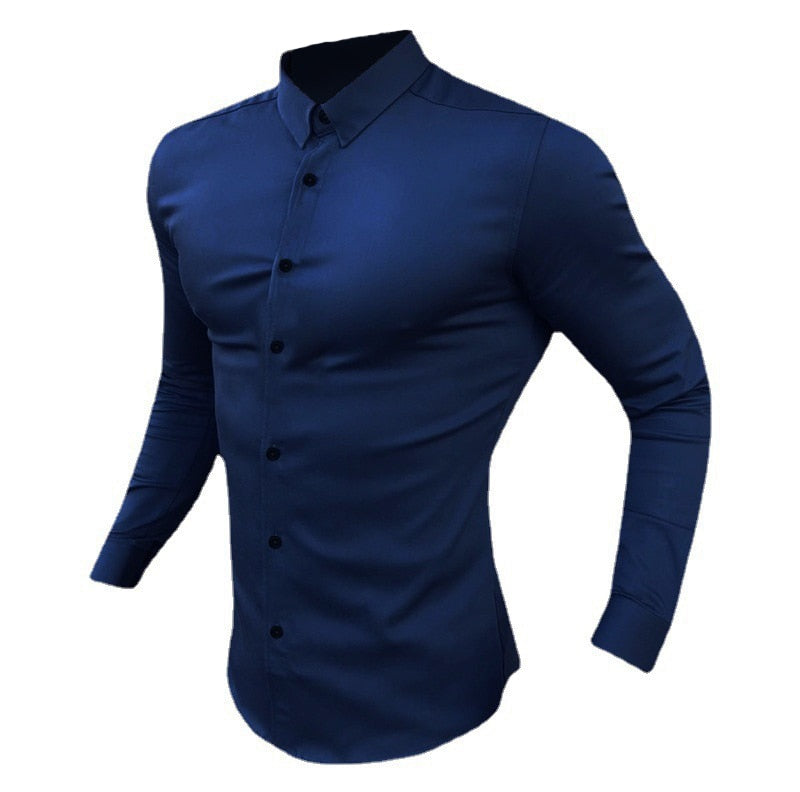 Autumn Fashion Long Sleeve Shirt Men Super Slim Fit
