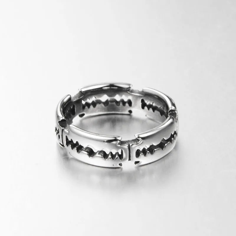 Charm Stainless Steel Hip Hop Bladed Ring Fashion Punk Rock Black Silver Color Ring Lover Couple Rings for Man And Women Ring