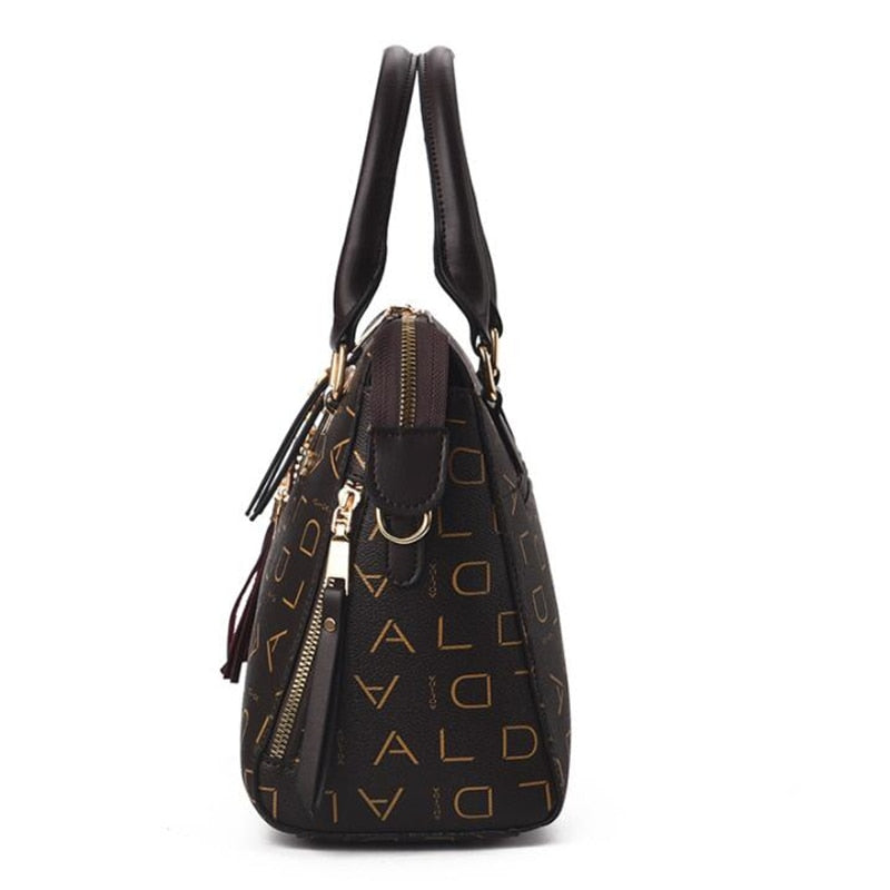 Women Casual Simple Top-handle Large Capacity PU Leather Shoulder Bags