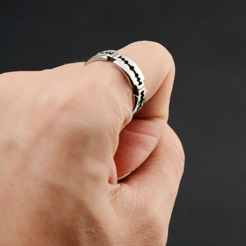 Charm Stainless Steel Hip Hop Bladed Ring Fashion Punk Rock Black Silver Color Ring Lover Couple Rings for Man And Women Ring