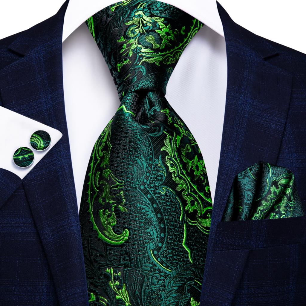Hi-Tie Peacock Blue Novelty Design Silk Wedding Tie For Men