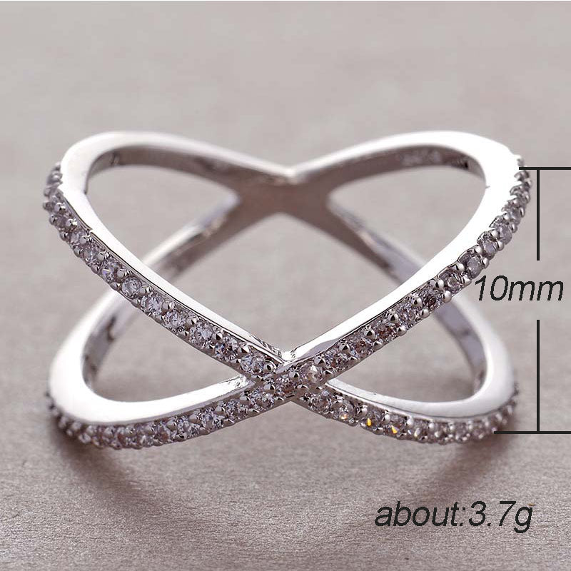 Full Paved CZ Stone Silver Color Elegant Simple Female Jewelry Ring