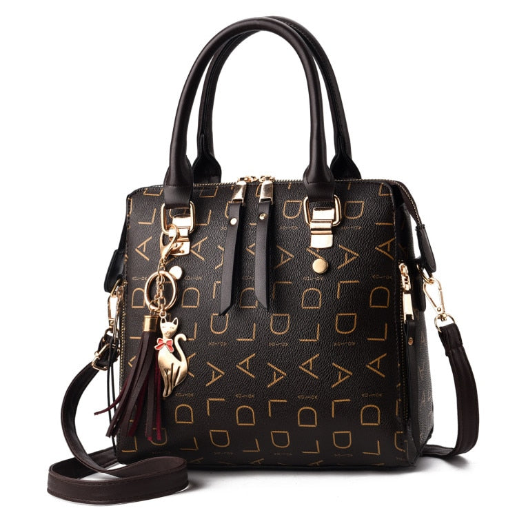 Women Casual Simple Top-handle Large Capacity PU Leather Shoulder Bags