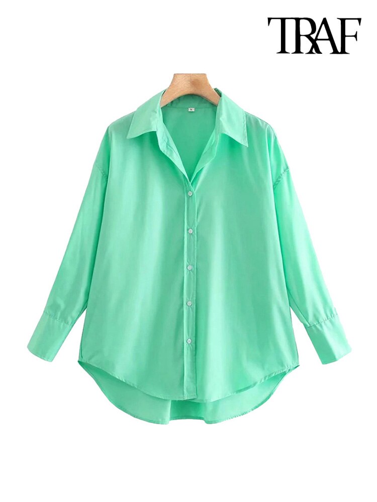 Vintage Long Sleeve Button-up Casual Female Blouses Chic Tops