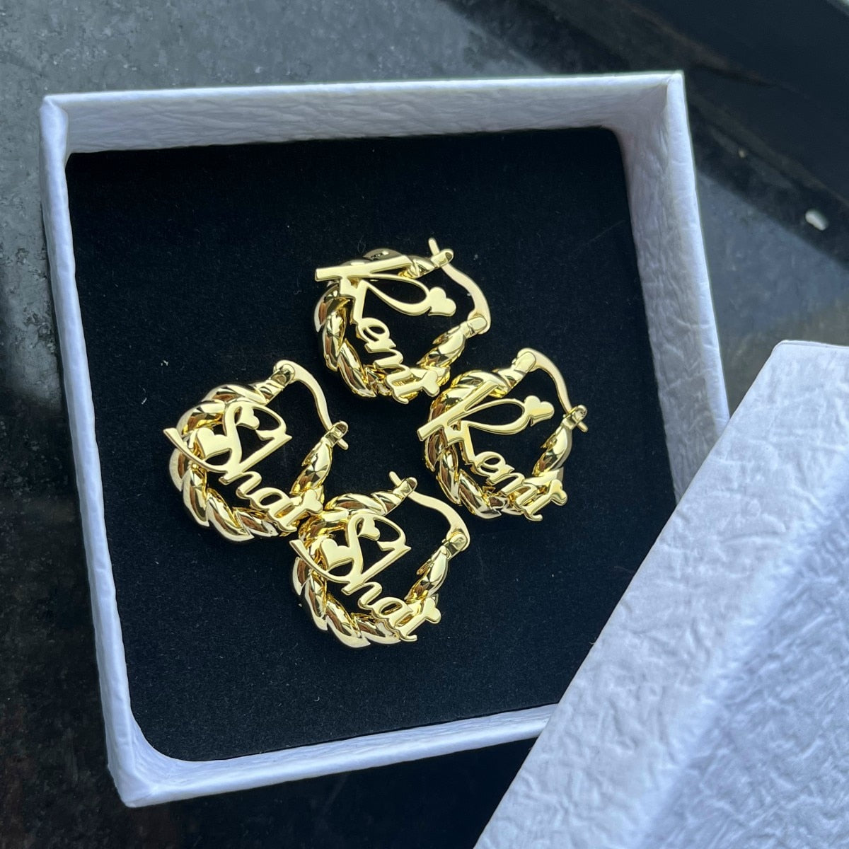 DUOYING Custom Name Earrings 18mm Personalized Twist Hoop With Letters Anti-allergy For Women Girls Jewelry Gift