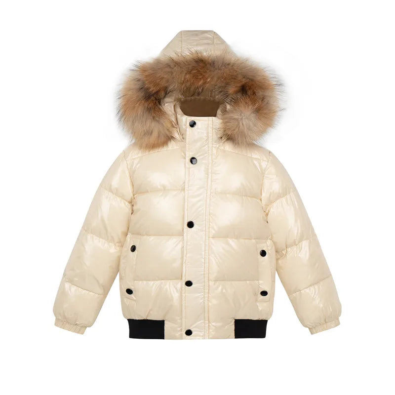 Winter Coat White Duck Down Jacket For Boys Children's Clothes Thickened Outerwear Infant With Nature Fur 2-10y Parka Kids