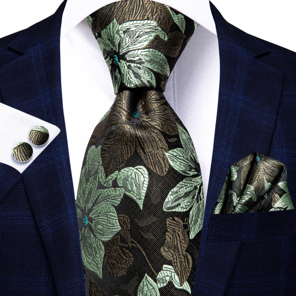 Hi-Tie Peacock Blue Novelty Design Silk Wedding Tie For Men