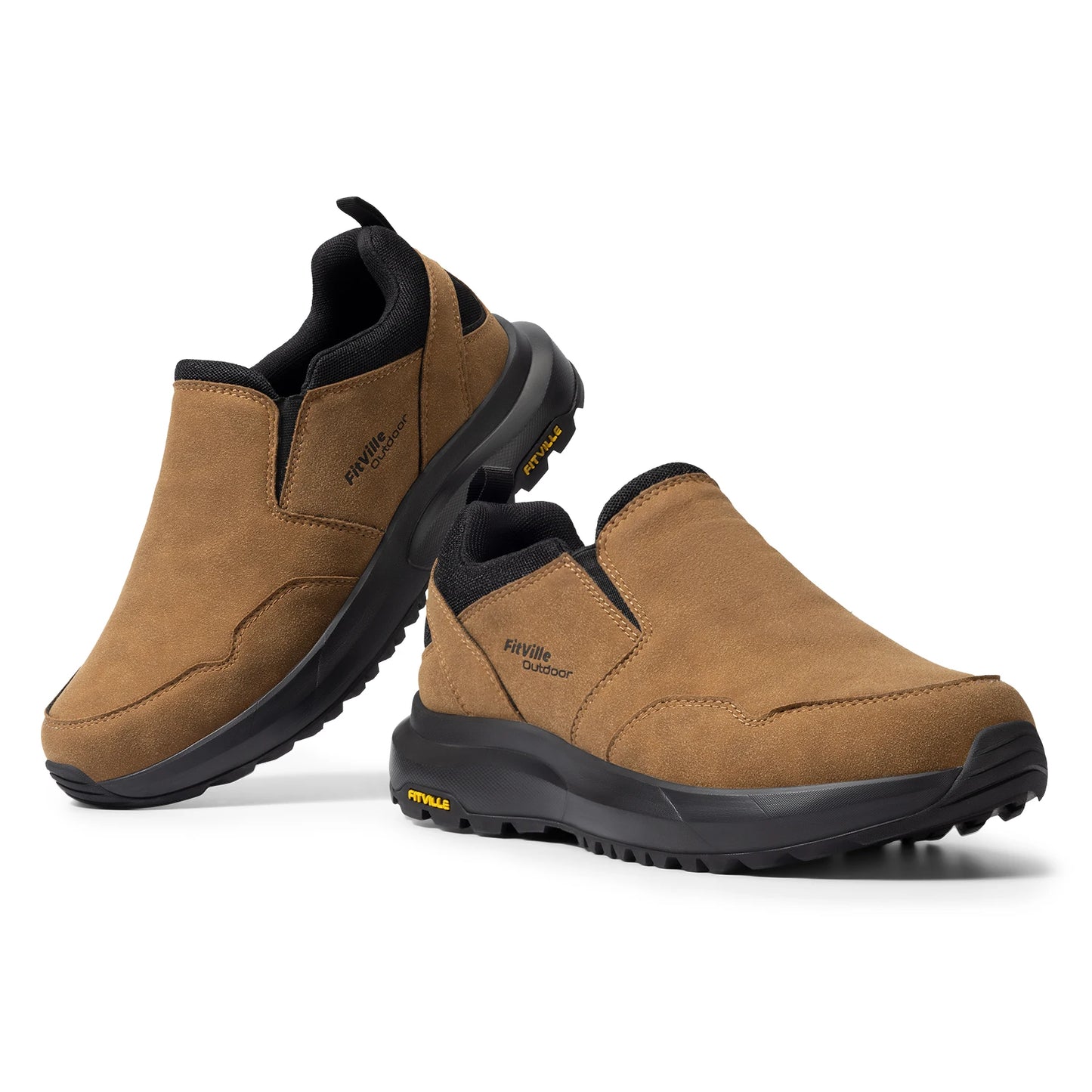 FitVille Men's Shoes Wide Hiking Comfortable Slip on Loafers Go Walking and Trekking Trails Sneakers with Arch Support