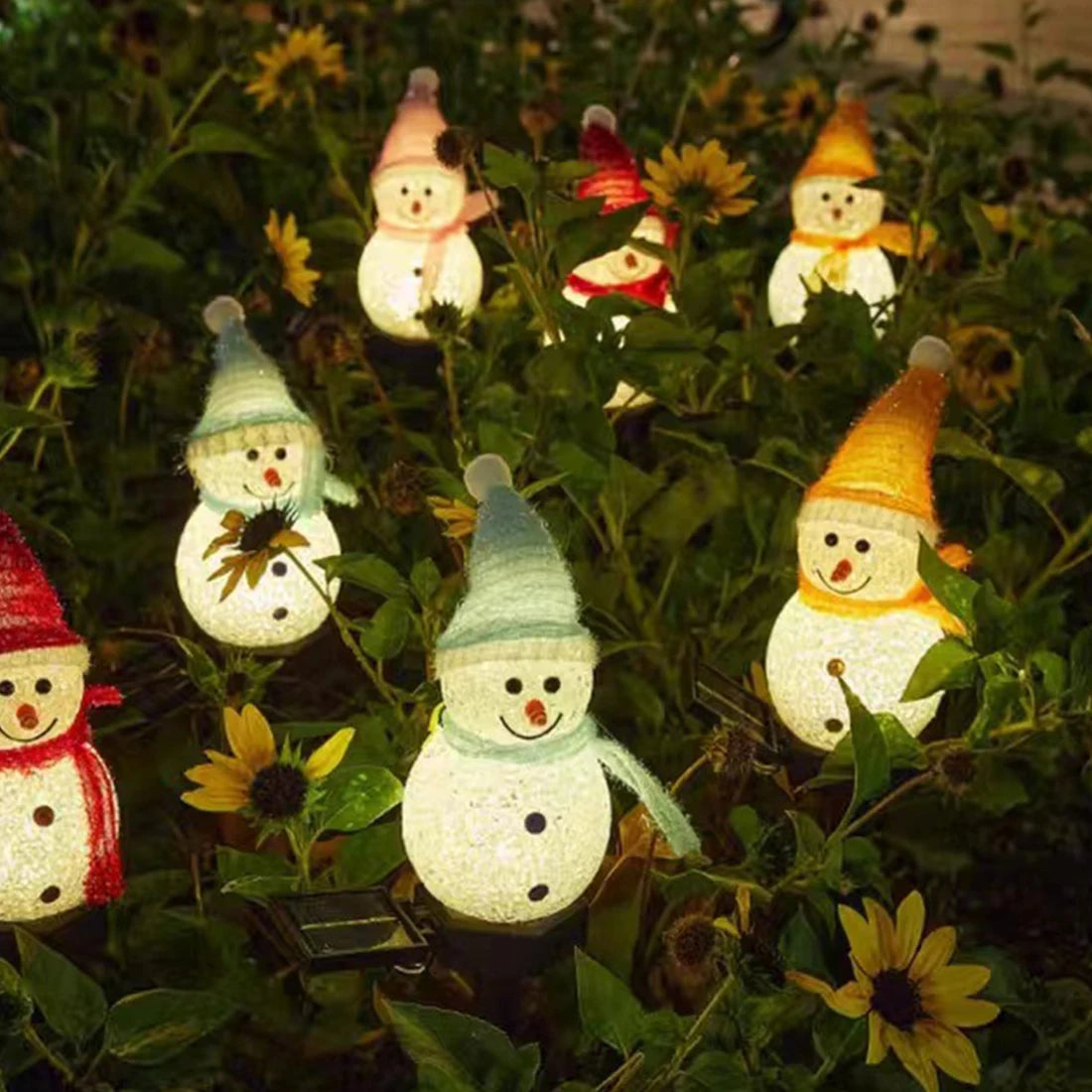 Christmas Solar LED Lights, Snowman Garden Decoration, Waterproof Light, Outdoor Ground Plug Lamp, Lawn Landscape Lighting