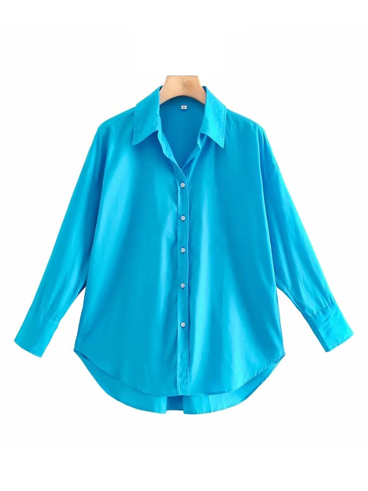 Vintage Long Sleeve Button-up Casual Female Blouses Chic Tops