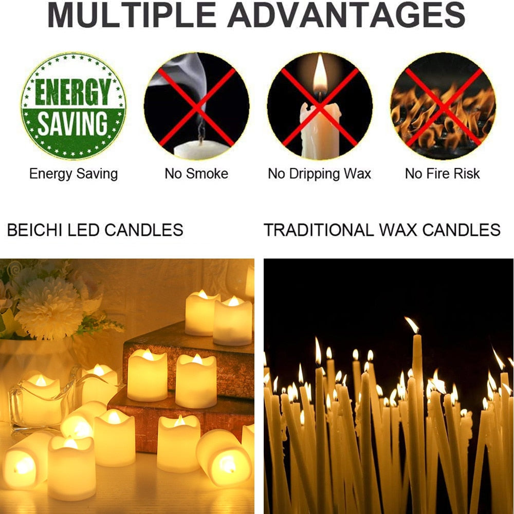 6/24Pcs Flameless Battery Powered Home Wedding Birthday Party Decoration Lighting