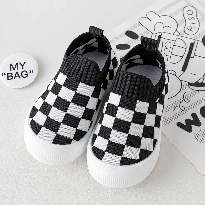 2025 Spring New Slip-on Toddler Shoes Baby First Walkers Boys Girls Autumn Non-Slip Classic Plaid Sneakers Sport Shoes