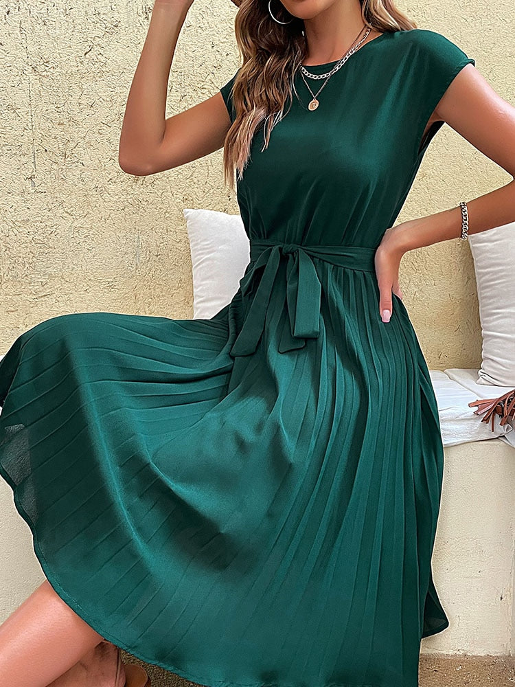 Elegant Women Summer Casual Beach Short Sleeve Sundress