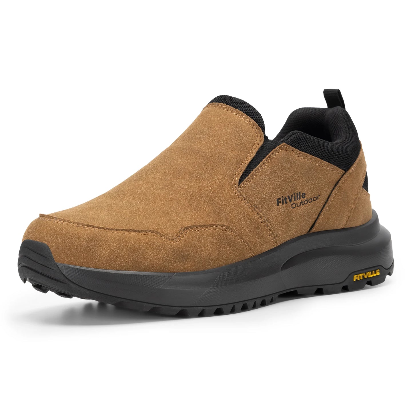 FitVille Men's Shoes Wide Hiking Comfortable Slip on Loafers Go Walking and Trekking Trails Sneakers with Arch Support
