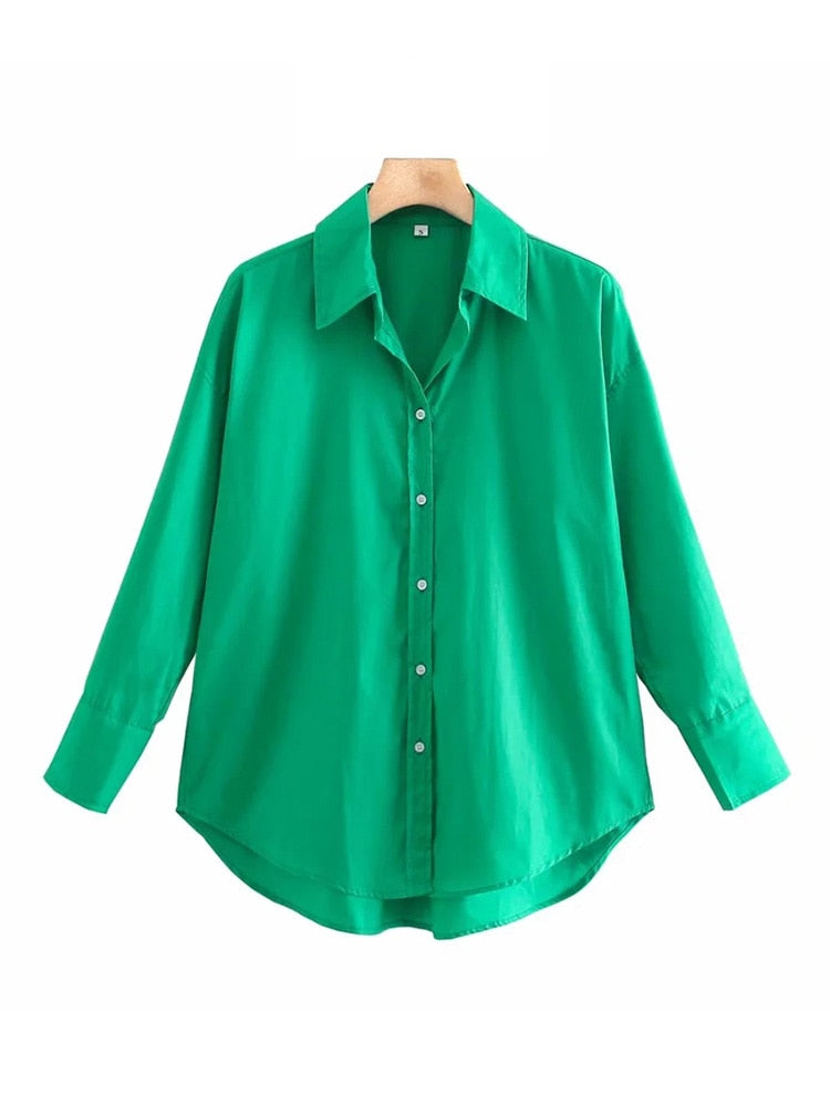 Vintage Long Sleeve Button-up Casual Female Blouses Chic Tops