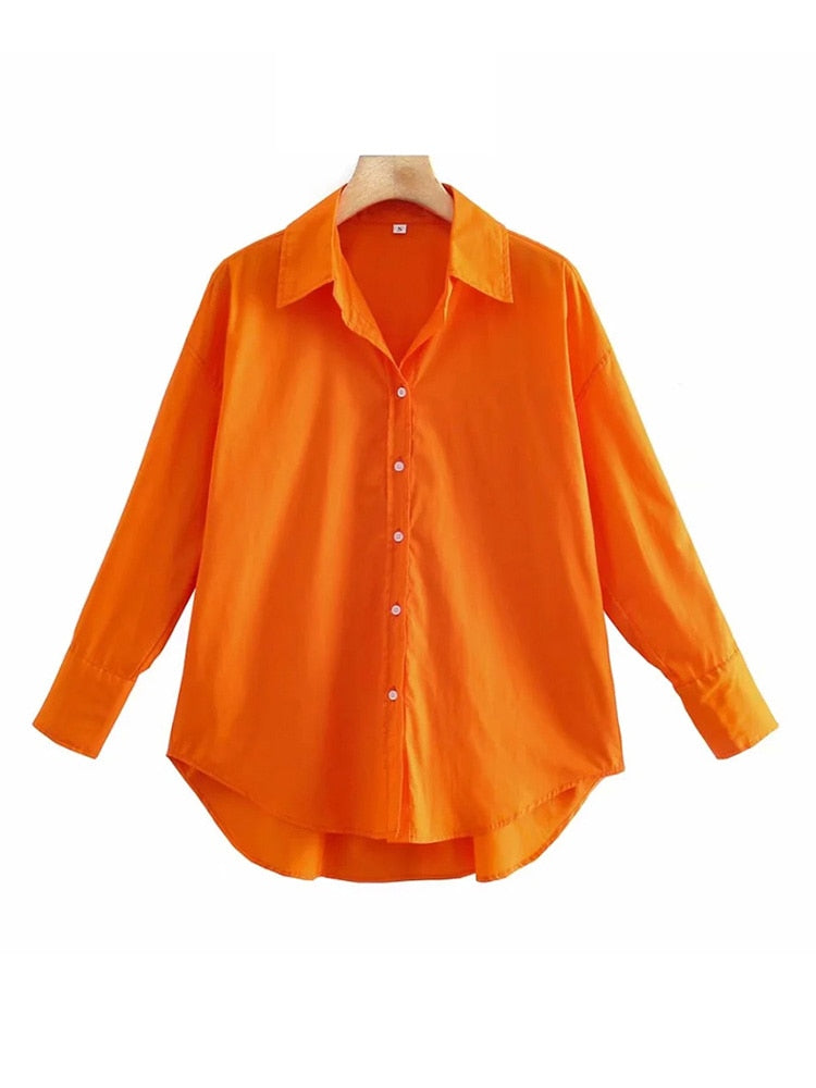 Vintage Long Sleeve Button-up Casual Female Blouses Chic Tops