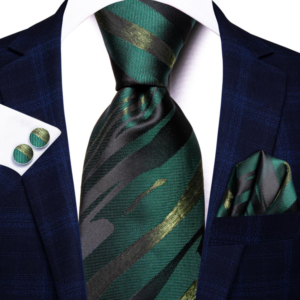 Hi-Tie Peacock Blue Novelty Design Silk Wedding Tie For Men