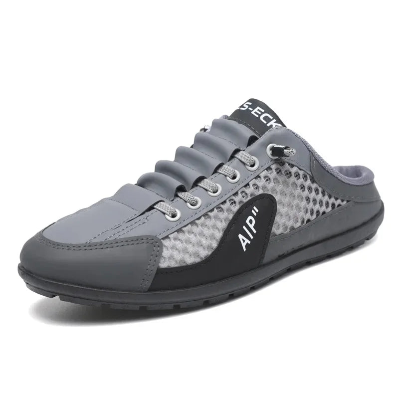 Men's Summer New Large Size Comfortable Half Support Fashionable Korean Style Breathable Popular Casual Shoes Mesh Lining