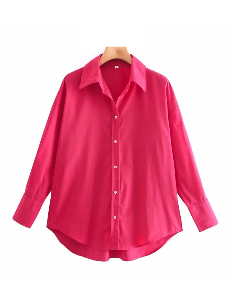Vintage Long Sleeve Button-up Casual Female Blouses Chic Tops