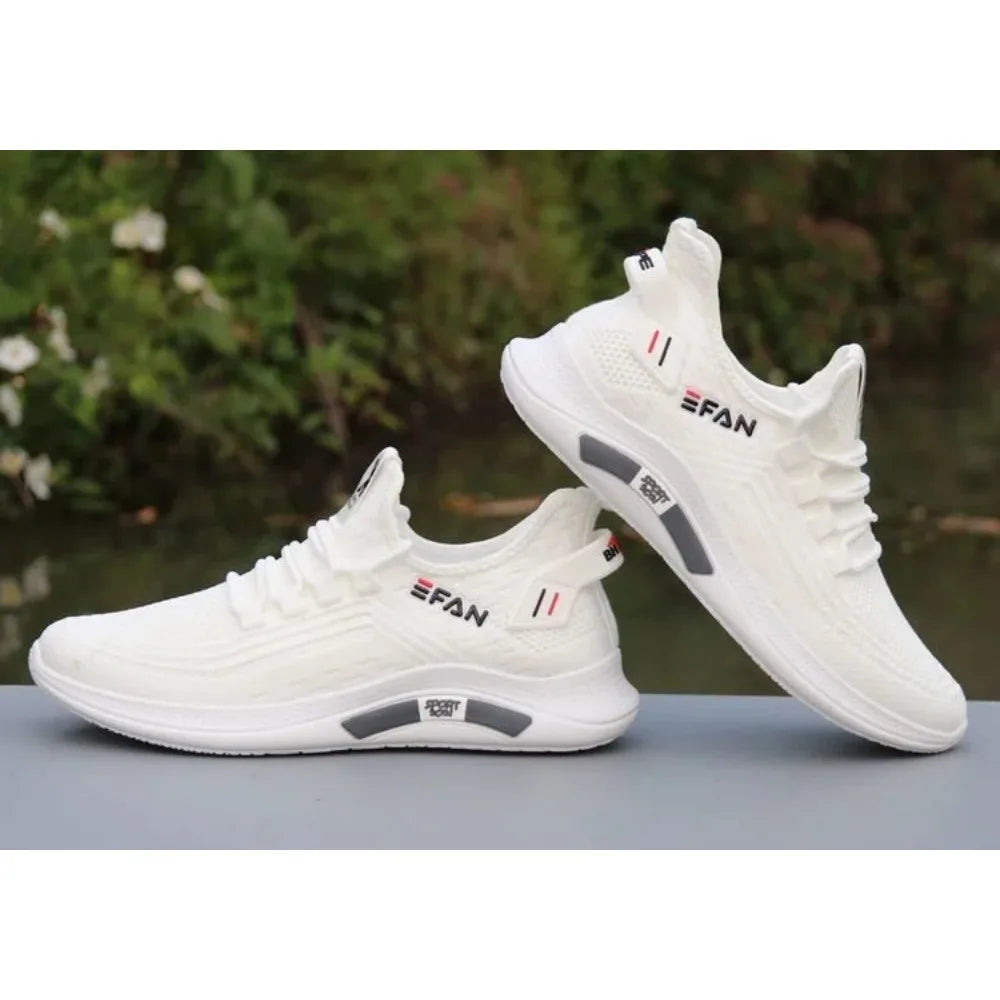 Men's Summer Breathable Mesh Shoes, Dad Shoes, Men's Sports and Leisure Shoes, Anti Slip and Anti Odor Fly Woven White Shoes