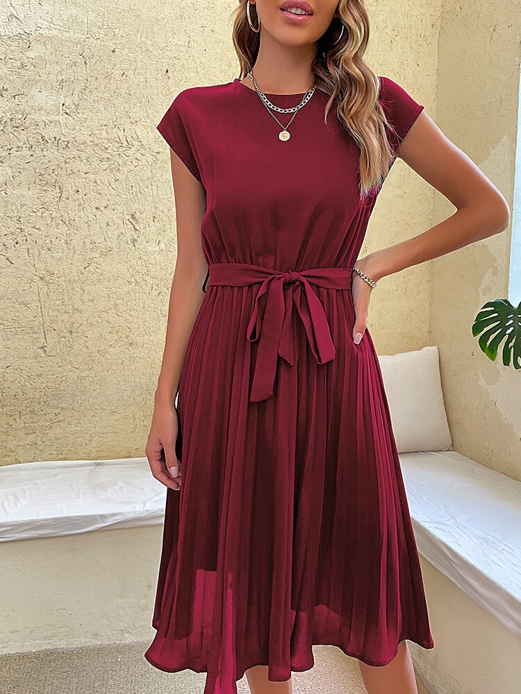 Elegant Women Summer Casual Beach Short Sleeve Sundress