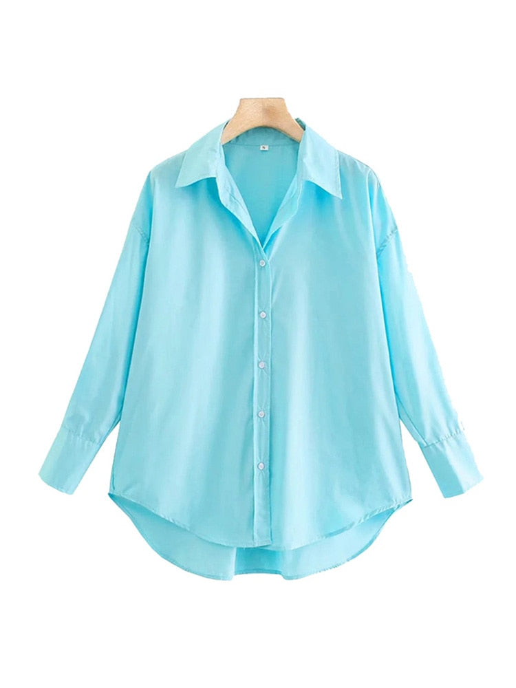 Vintage Long Sleeve Button-up Casual Female Blouses Chic Tops