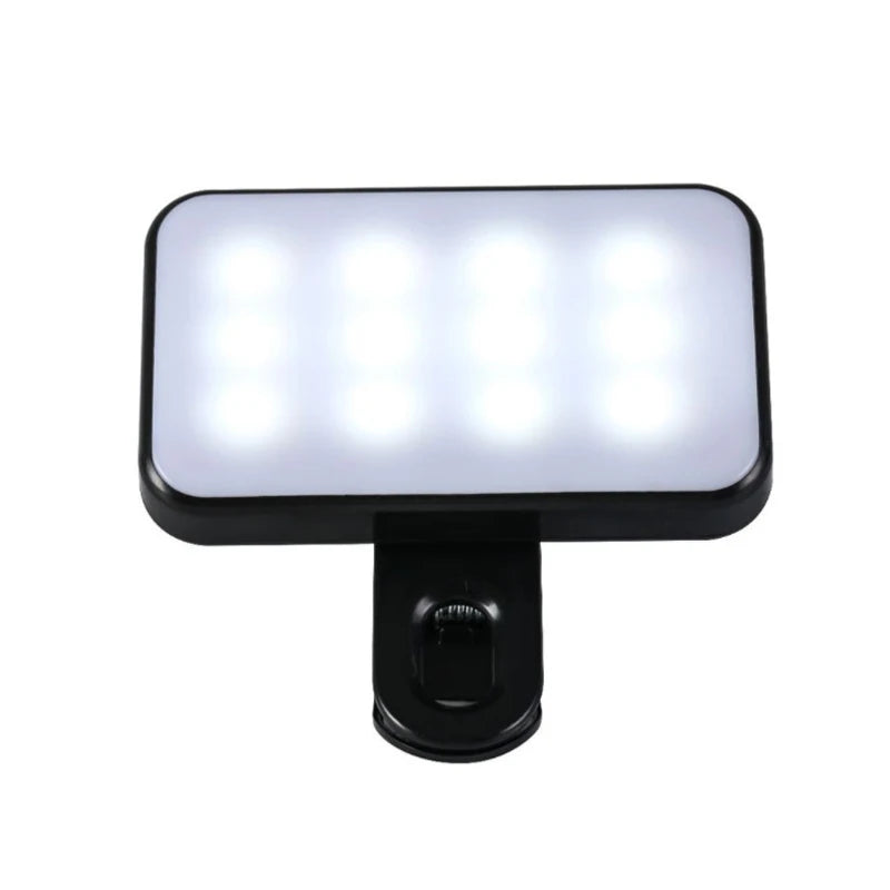 Portable Mini Selfie LED Fill Light Rechargeable 3 Modes Adjustable Brightness Clip On For Phone, Laptop, Tablet fill light
