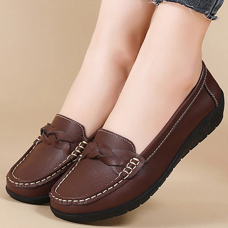 Women Shoes Soft Leather Women's Loafer 2025 New Flats Slip On Casual Shoes Flat Shoes Women White Footwear Zapatos De Mujer
