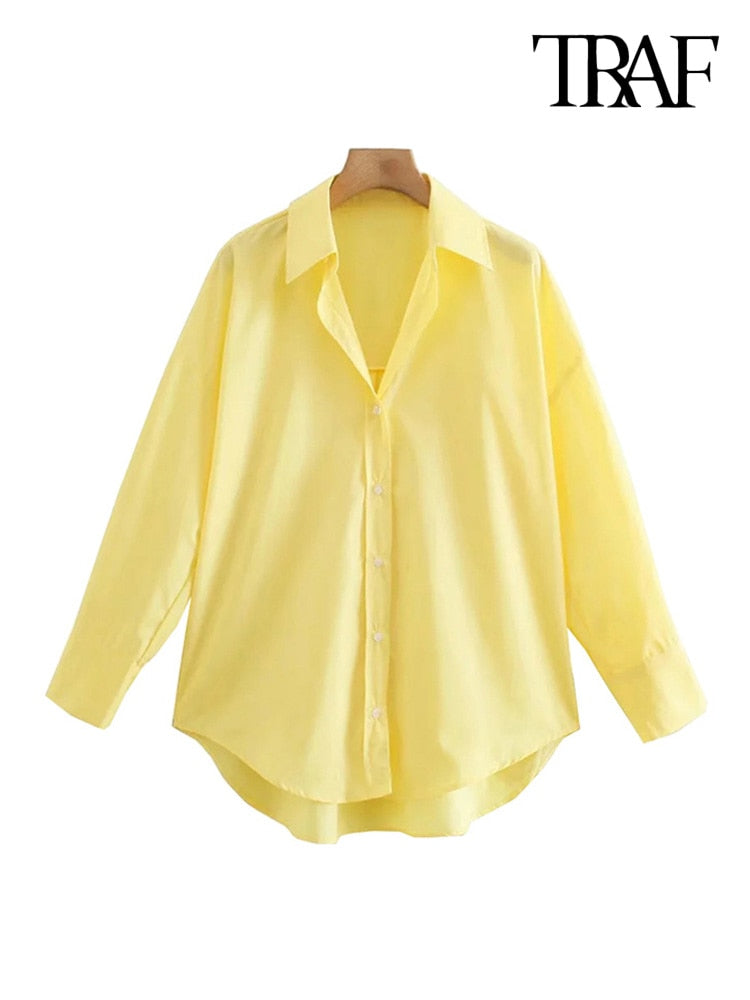 Vintage Long Sleeve Button-up Casual Female Blouses Chic Tops