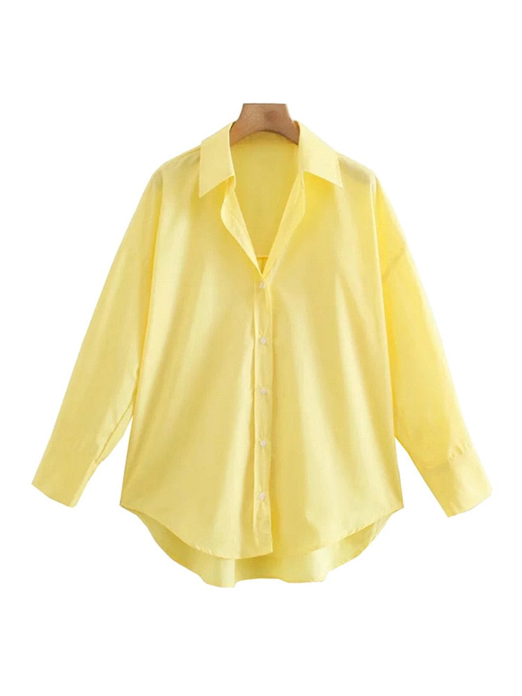 Vintage Long Sleeve Button-up Casual Female Blouses Chic Tops