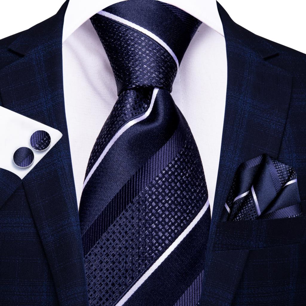 Hi-Tie Peacock Blue Novelty Design Silk Wedding Tie For Men
