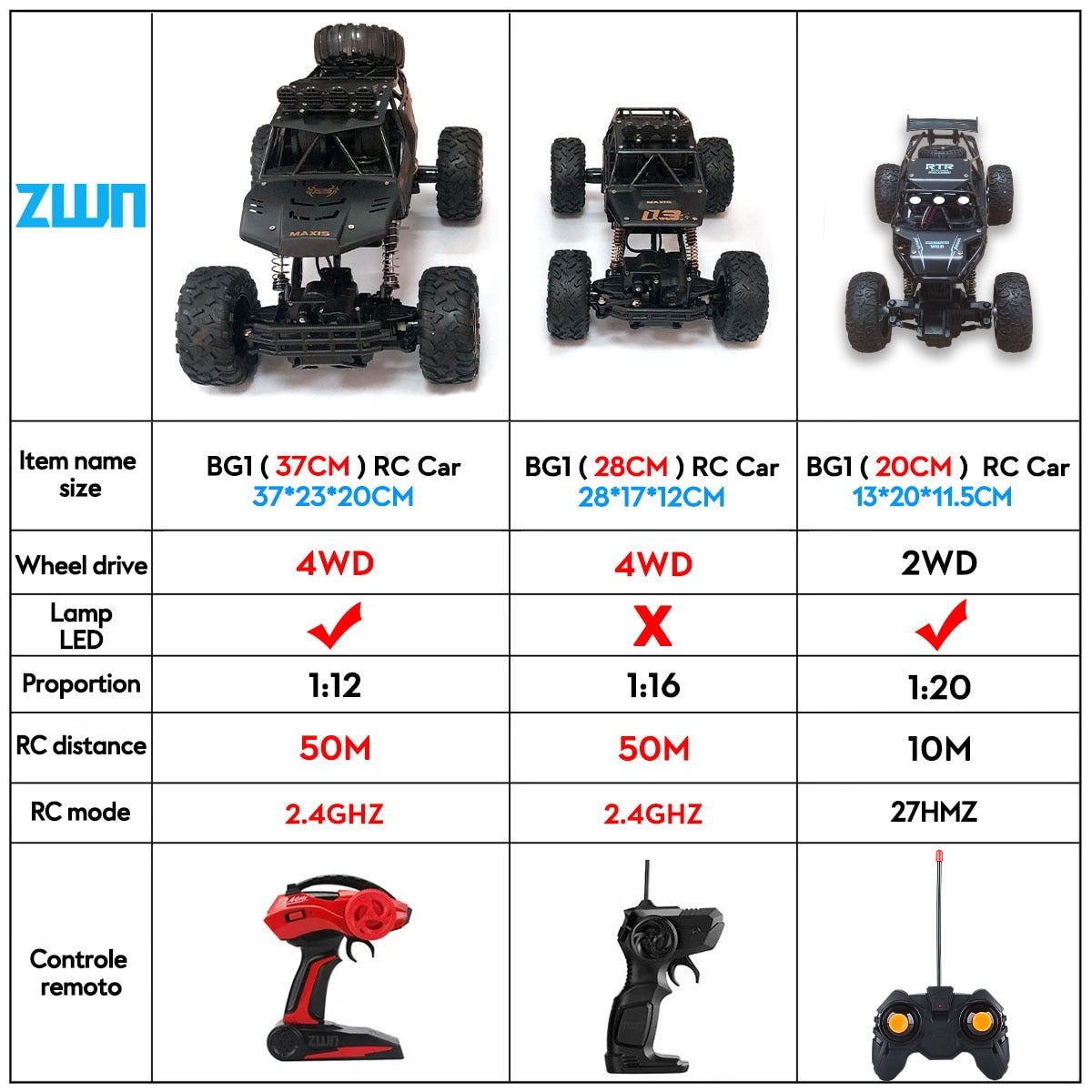 4WD RC Car With Led Lights For Children