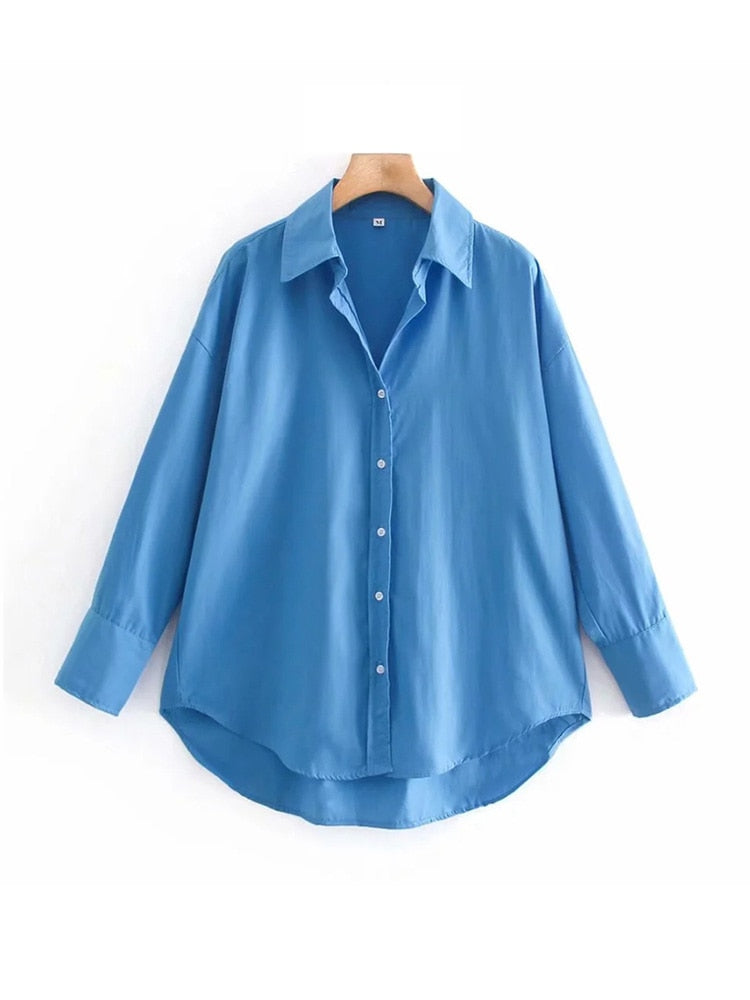 Vintage Long Sleeve Button-up Casual Female Blouses Chic Tops