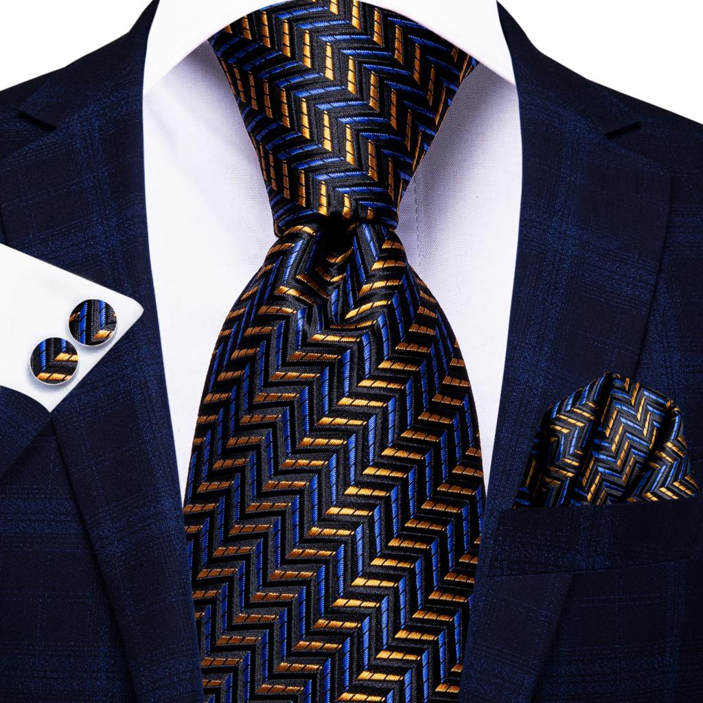 Hi-Tie Peacock Blue Novelty Design Silk Wedding Tie For Men