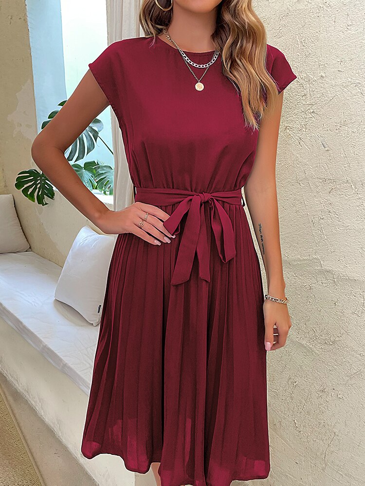 Elegant Women Summer Casual Beach Short Sleeve Sundress