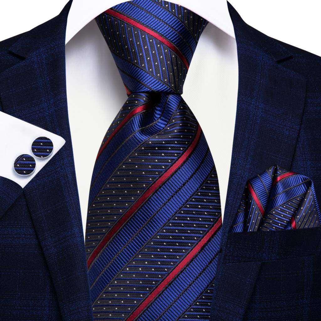 Hi-Tie Peacock Blue Novelty Design Silk Wedding Tie For Men