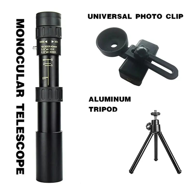 10-300x40 Zoom Telescope HD Portable Strong Binoculars Long Range Professional Monocular Low Night Vision For Hunting