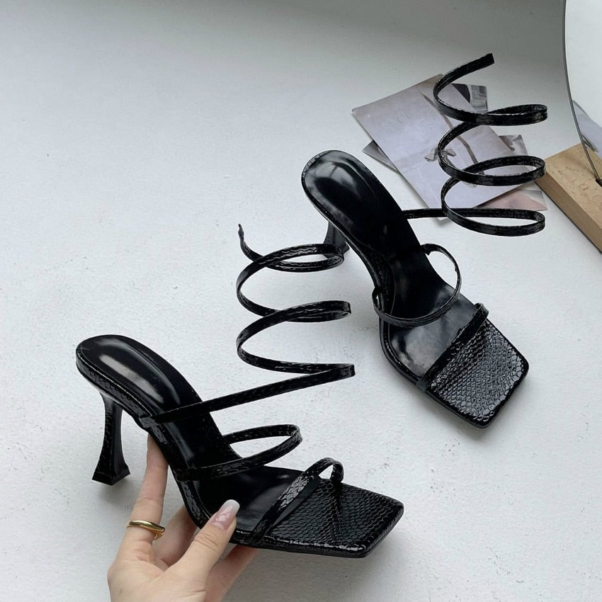Women Sandals Sexy Cross Ankle Stiletto Heels